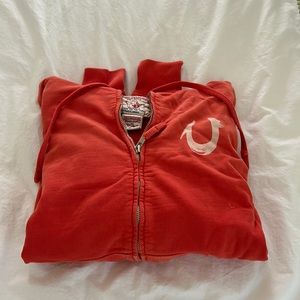 True religion shrunken distressed hoodie M